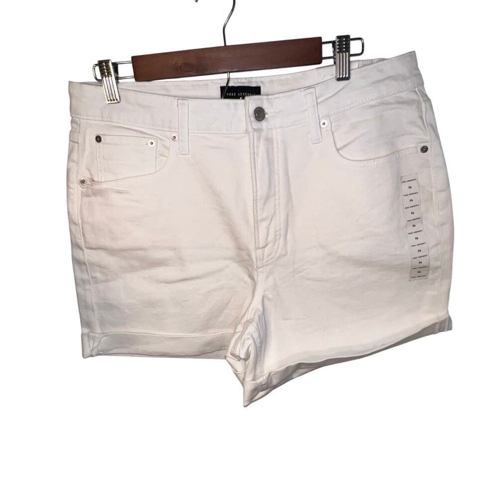 Free assembly Womens size 14 granola‎ girl hiking beige denim raw rolled hem NEW